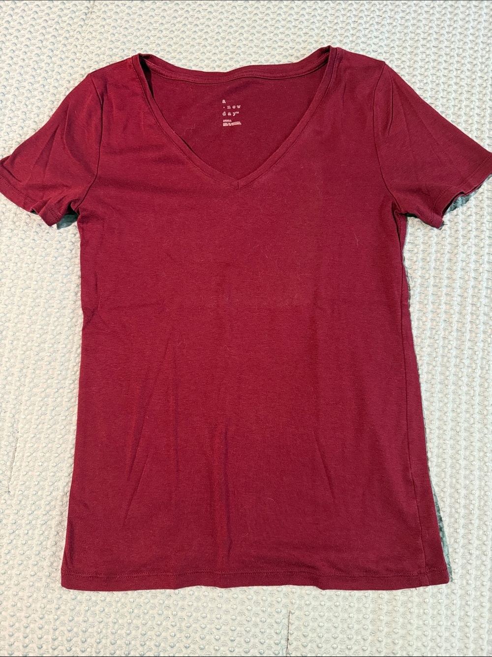 a new day V-Neck Short Sleeve Tee - Wine